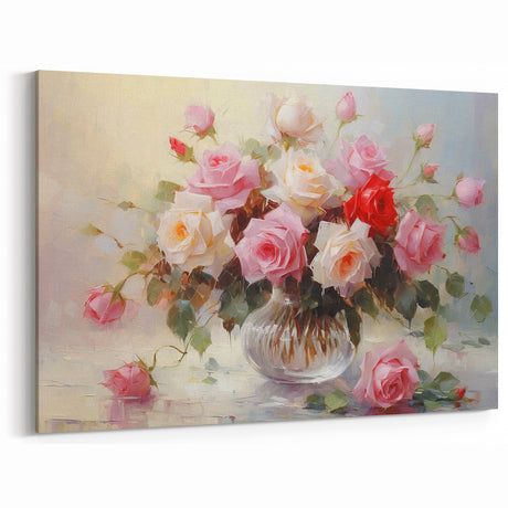 Vibrant Rose Bouquet Wall Art – Colorful Floral Rose Canvas Print Décor
