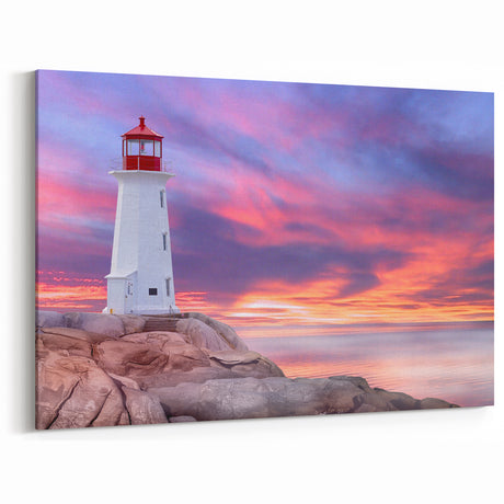 Nova Scotia Lighthouse at Sunset - Scenic Nova Scotia Coastal Canvas Art