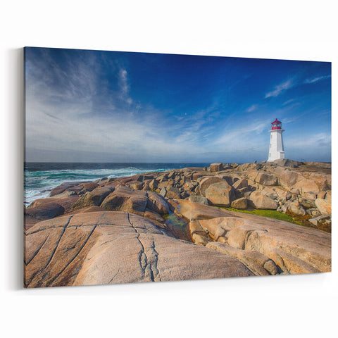 Scenic Nova Scotia Lighthouse Art - Coastal Landscape Canvas Wall Art