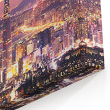 Seoul Cityscape at Sunset - Modern Korean Wall Art on Framed Canvas