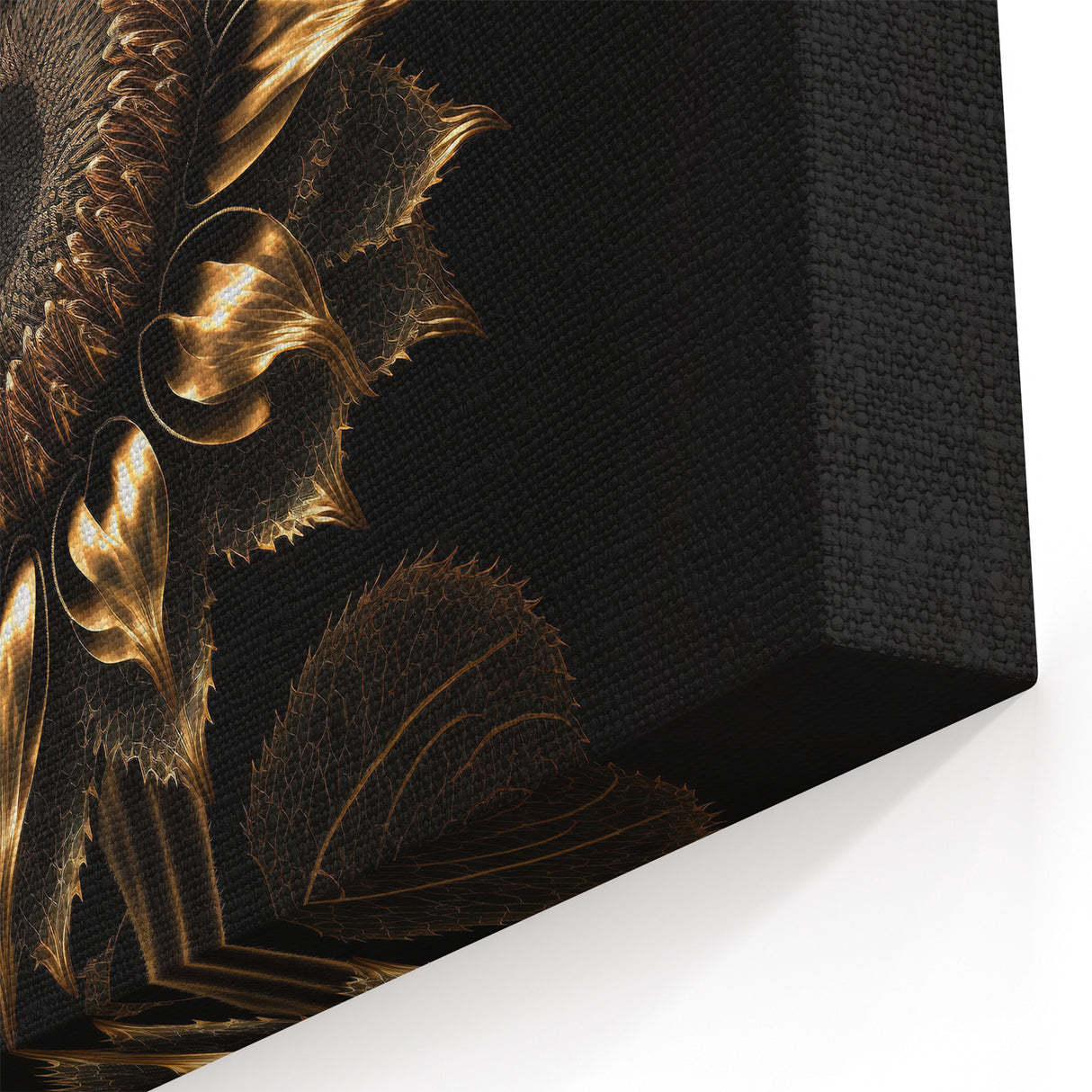 Luxurious Golden Sunflower Wall Art | Metallic Sunflower Canvas Print