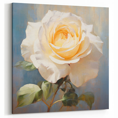 Soft White Rose Wall Art - Floral Rose Canvas Print for Serene Home Decor