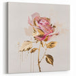 Gold & Pink Rose Wall Art - Luxurious Floral Rose Canvas Print for Modern Decor