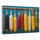 Oaxaca Wall Art – Vibrant Corn Varieties in a Traditional Mexican Display