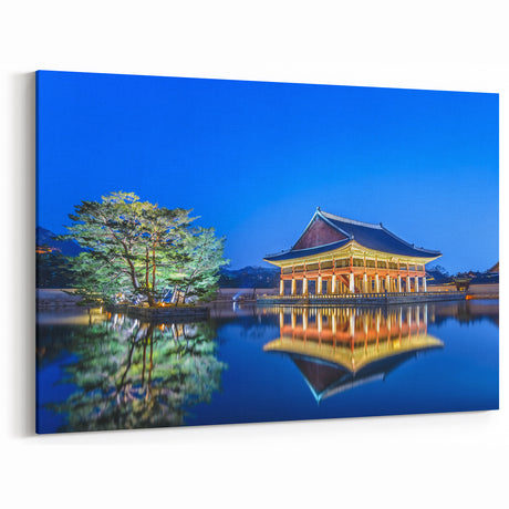 Seoul Skyline Canvas – Gyeonghoeru Pavilion Reflection Wall Art