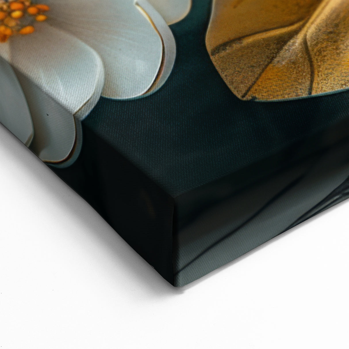 Luxurious White Floral Art - Gold Accented Botanical Wall Decor Print