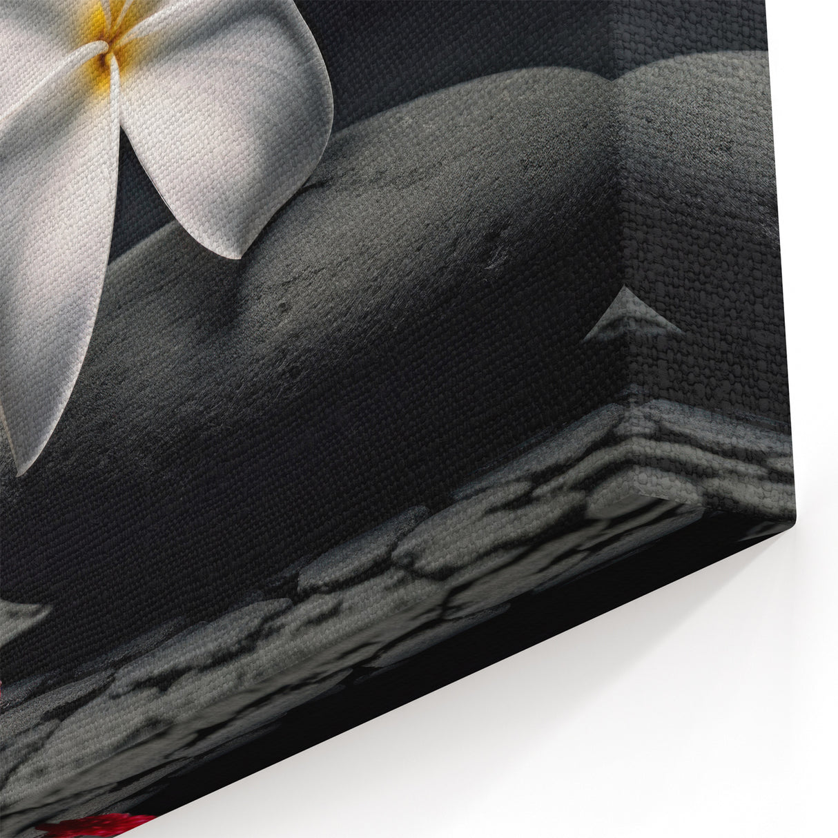 Serene White Flower with Zen Stones - Minimalist Botanical Wall Art