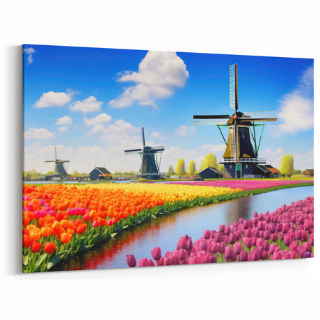 Colorful Dutch Tulip Field Wall Art | Framed Canvas & Acrylic Prints