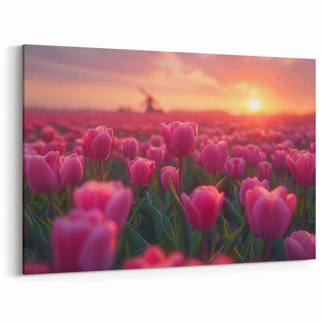 Serene Pink Tulip Sunset – Stunning Tulip Wall Art for Home Decor