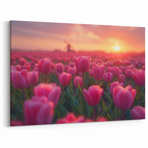 Serene Pink Tulip Sunset – Stunning Tulip Wall Art for Home Decor