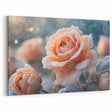 Frosted Peach Roses in Winter | Nature Close-Up Floral Wall Art