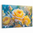 Chilled Beauty of Frosted Yellow Roses – Winter Wall Art on Canvas