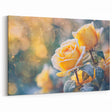 Winter Frost on Yellow Roses – Frozen Nature Close Up Wall Art