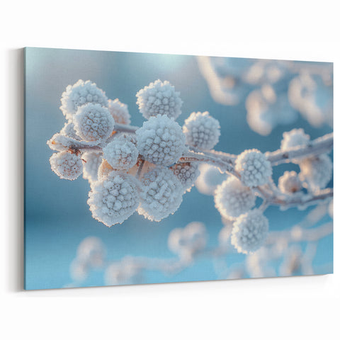 Frosted Winter Berries – Nature’s Close-Up Icy Wall Art for Home Decor
