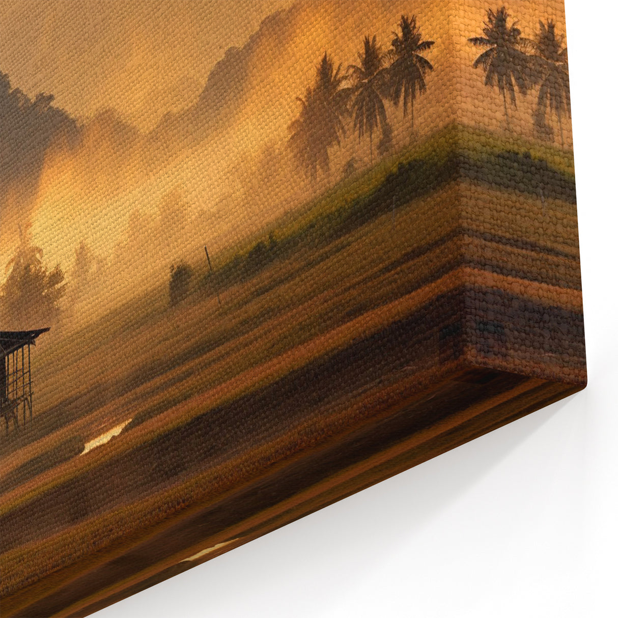 Laos Sunrise Over Rice Fields - Peaceful Landscape Photography Print