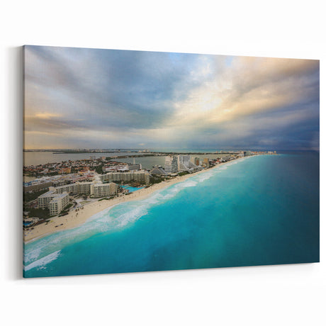Quintana Roo Wall Art – Cancun Beach Aerial Canvas with Ocean View