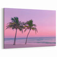 Barbados Coastal Art – Soft Pink and Purple Sky with Palm Trees Wall Decor