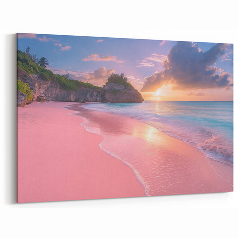 Scenic Bermuda Landscapes - Pink Sand Beach at Sunset with Serene Waters