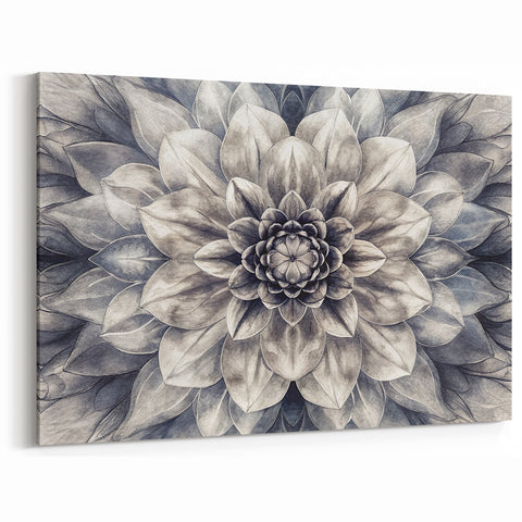 Vintage Botanical Dahlia Wall Art | Intricate Flower Canvas Print