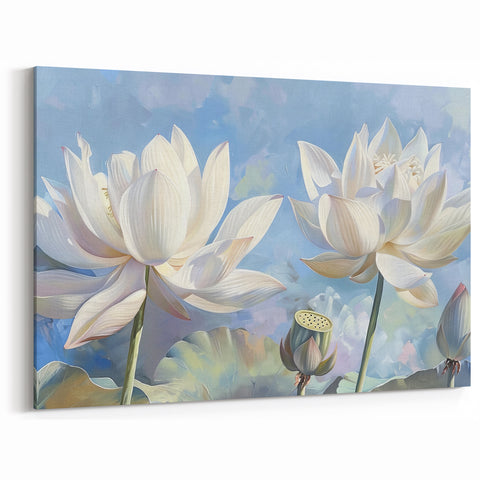 White Water Lily Canvas - Elegant Floral Wall Art for Home Decor