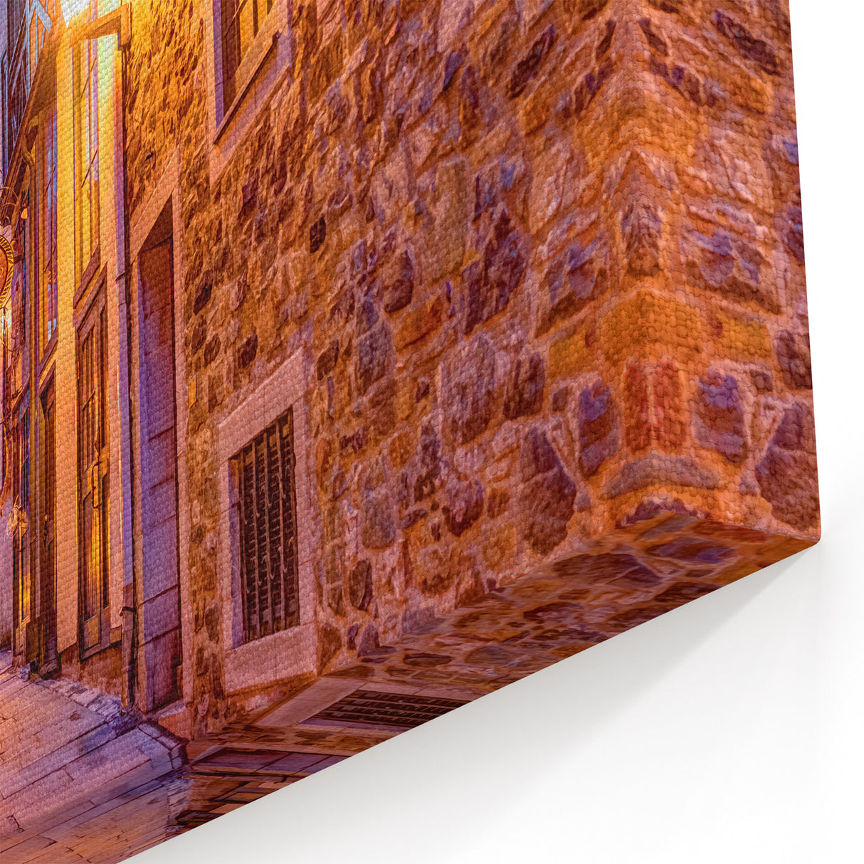 Historic Street at Dusk Quebec – Charming Evening Wall Art, Urban Decor