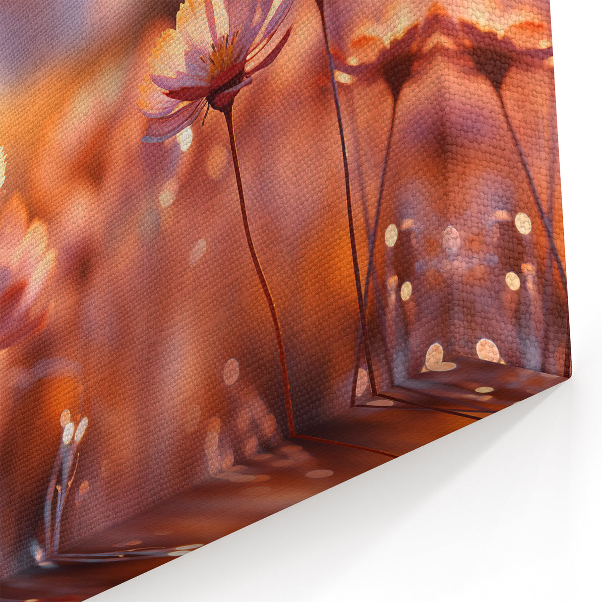 Sunset Glow Floral Wall Art: Nature-Inspired Botanical Blooming Print