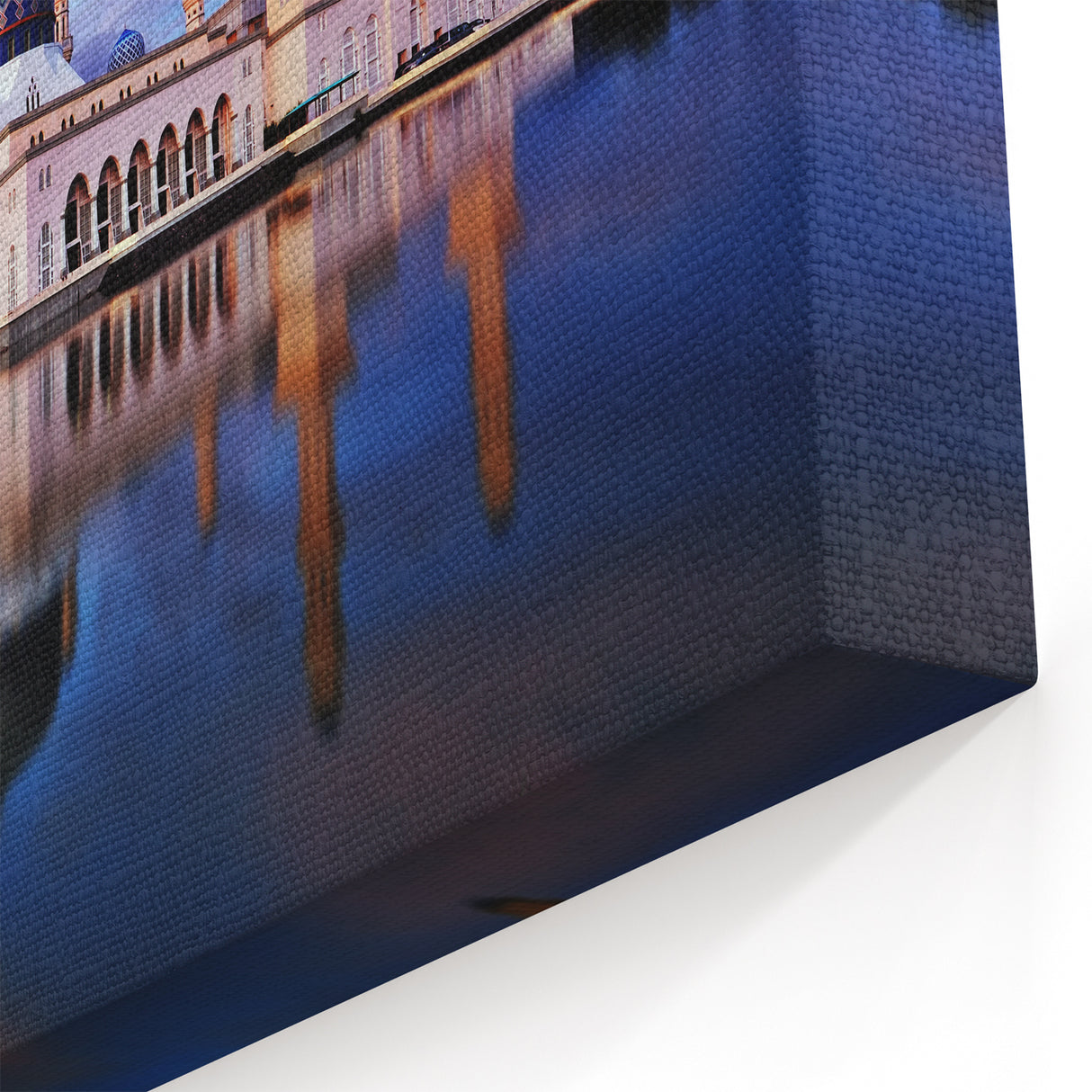 Framed Malaysian Art – Beautiful Mosque at Sunset with Reflective Waters
