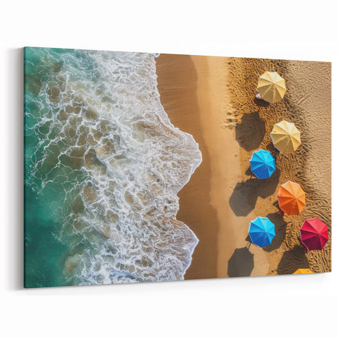 Dominican Republic Canvas Prints - Colorful Umbrellas on Sandy Beach