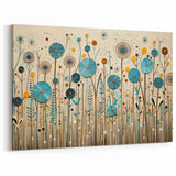 Abstract Teal and Mustard Wildflower Wall Art – Modern Floral Design