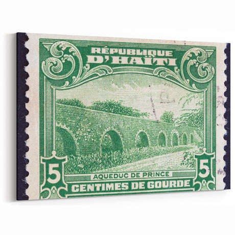 Haitian Coastal Scenes - Island Paradise Art with Vintage Stamp Design