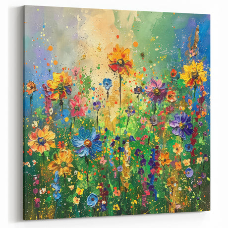 Vibrant Wildflower Explosion – Colorful Botanical Canvas Wall Art