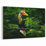 Malaysia Art Print – Vibrant Hornbill in Lush Greenery Wildlife Scene