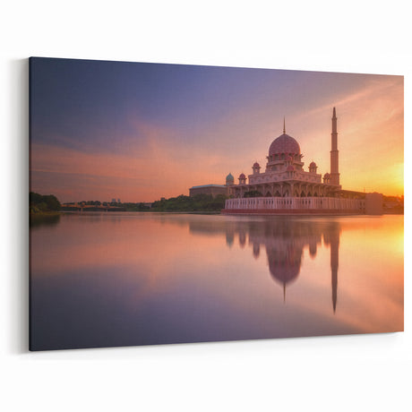 Malaysia Scenery Canvas – Putra Mosque at Sunrise with Reflections