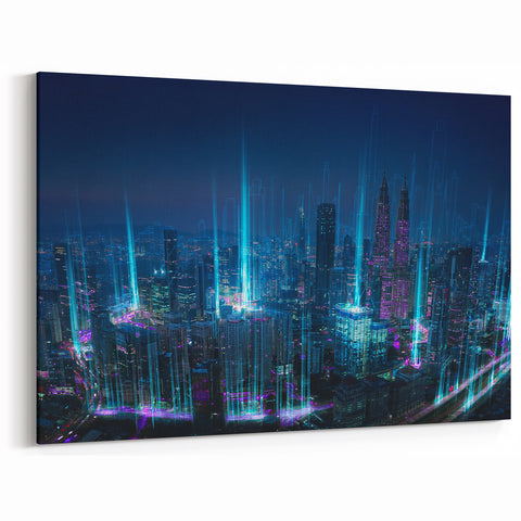 Acrylic Malaysia Scenes – Futuristic Kuala Lumpur Cityscape at Night