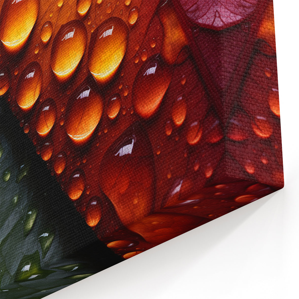 Vibrant Autumn and Green Leaves with Water Droplets - Nature Wall Art