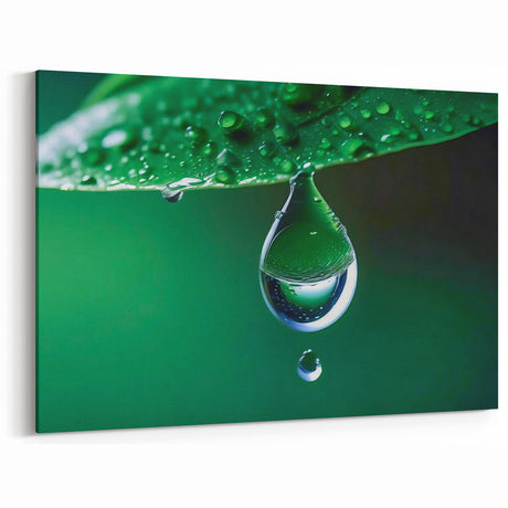 Vivid Green Leaf with Water Droplet Close-Up - Nature Wall Art Decor