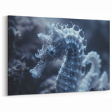 Frozen Seahorse: Ice and Frost Art – Winter Nature Close-Up Wall Decor