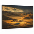 Traditional Mongolian Art - Nomadic Village in Golden Desert Hills