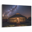 Mongolian Landscape Art - Yurt Under Milky Way Sky in Starry Night