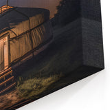 Mongolian Landscape Art - Yurt Under Milky Way Sky in Starry Night