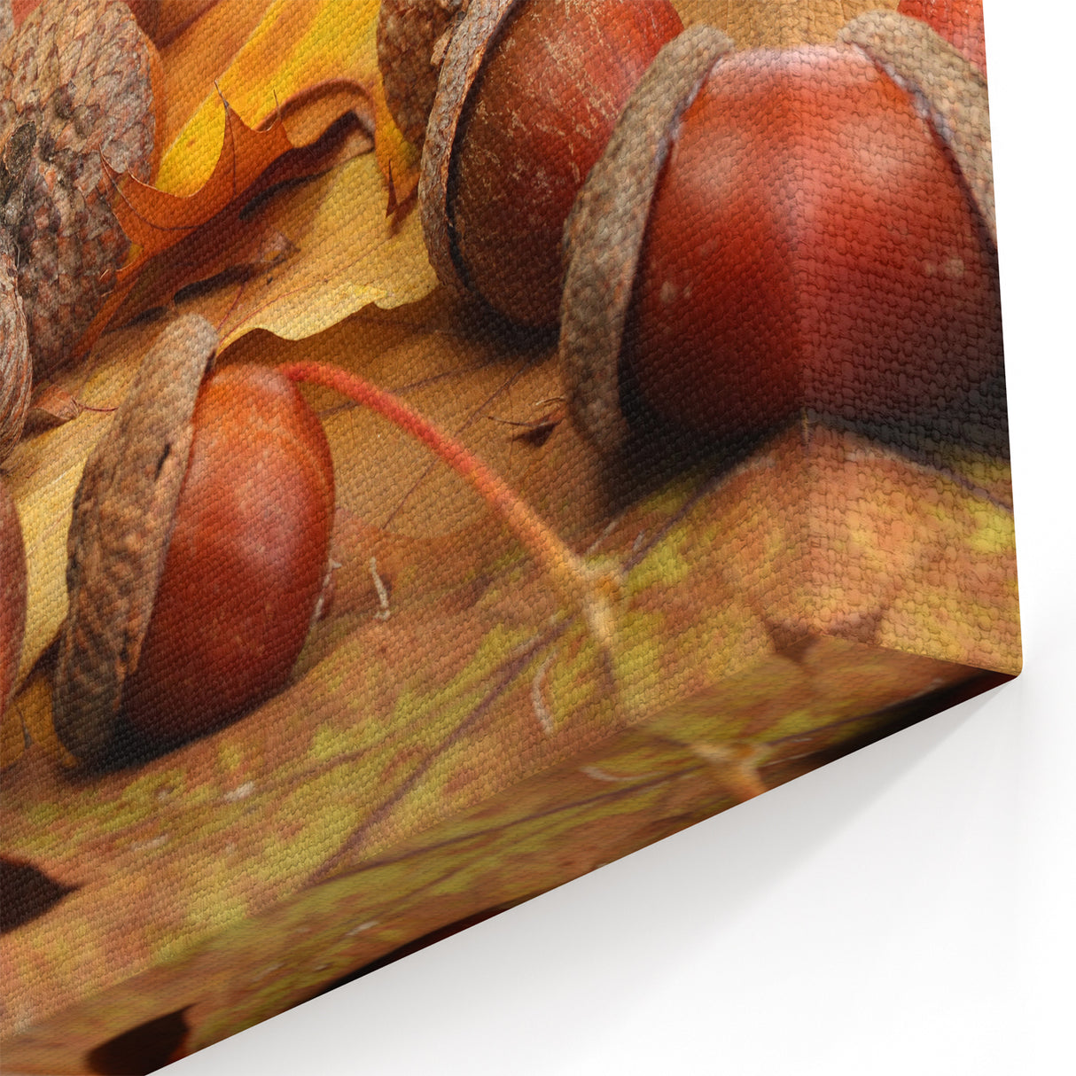 Acorns and Autumn Leaves Wall Art | Nature Canvas Prints for Fall Decor