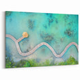 Winding Lagoon Pathway Art - Tranquil Boardwalk in Maldives Canvas Print
