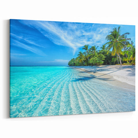 Crystal Clear Beach Art - Tropical Maldives Shoreline Canvas Prints