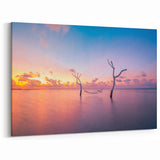 Hammock at Sunset Art - Tranquil Maldives Seascape Canvas Print