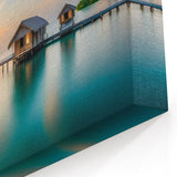 Maldives Overwater Villas Wall Art – Serene Sunset Canvas Prints