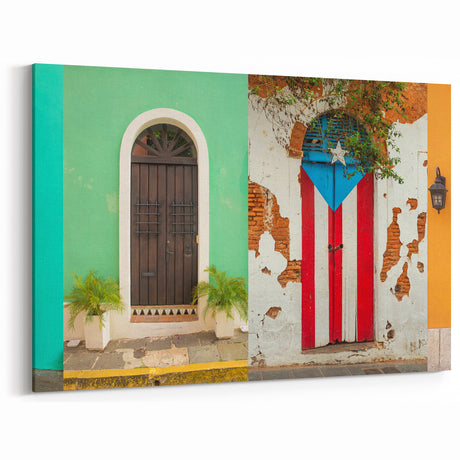 Caribbean Canvas Prints - San Juan Wall Decor of Colorful Puerto Rican Doors