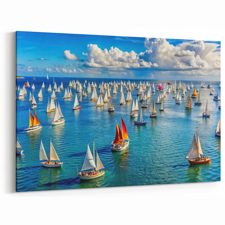Caribbean Islands Artwork – Colorful Sailing Scene Wall Decor