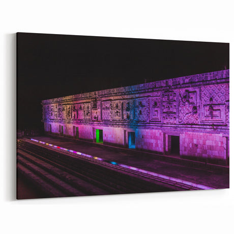 Mayan Ruins Art - Illuminated Mayan Architecture Mexico Yucatan Prints