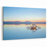 Filipino Landscape Prints - Serene Boat and Mountain Scene in Southeast Asia