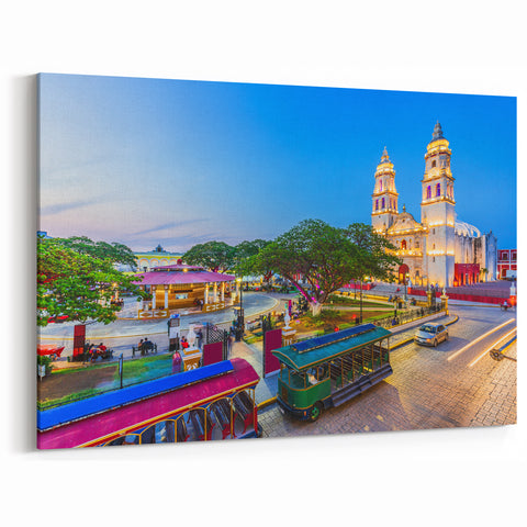 Historic Yucatan Cityscape at Dusk - Mexico Yucatan Wall Art Print